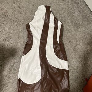 Brown and White Retro Dress